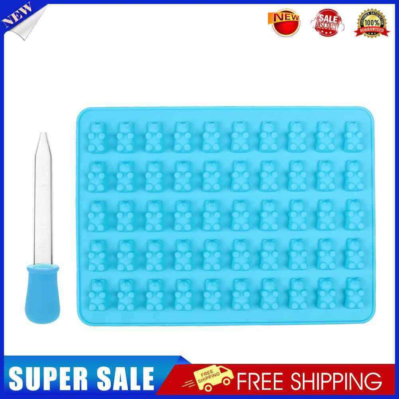 5pcs 50 Cavity Gummy Bears Silicone Soap Ice Cube Tray Baking Mold (Blue)