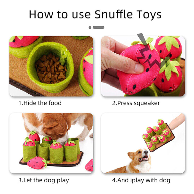 Interactive IQ Dog Cat Snuffle Mat Puzzle Seek Food Feeder Chew Educational
