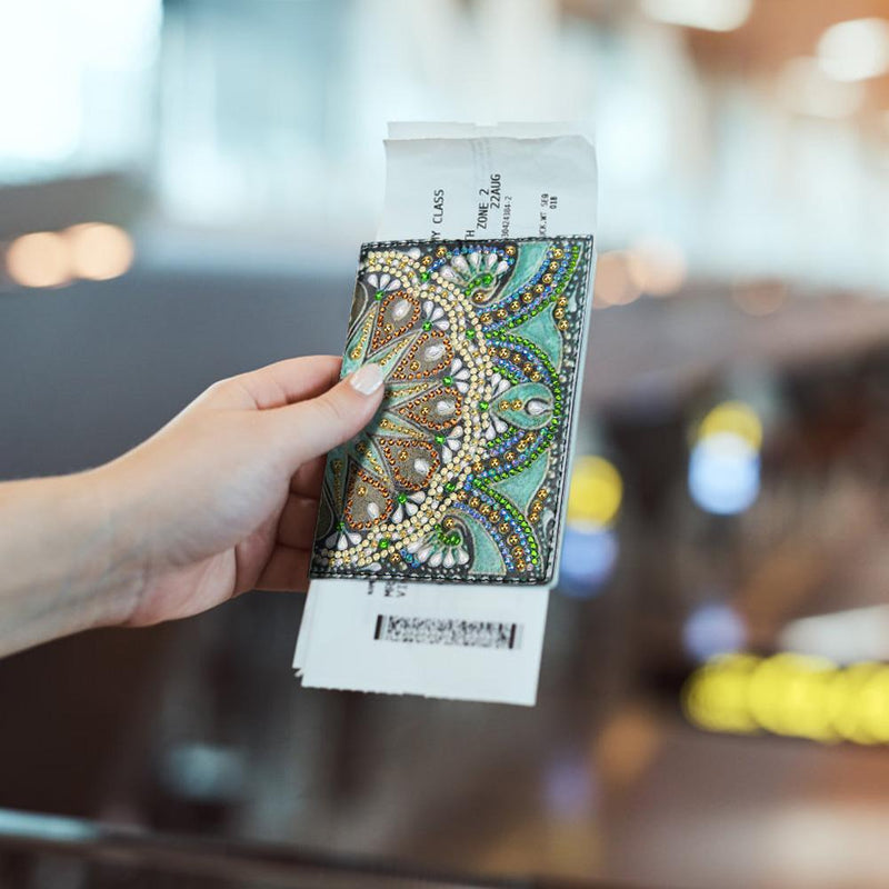 DIY Special Shaped Diamond Painting Leather Travel Passport Cover Protector Gift