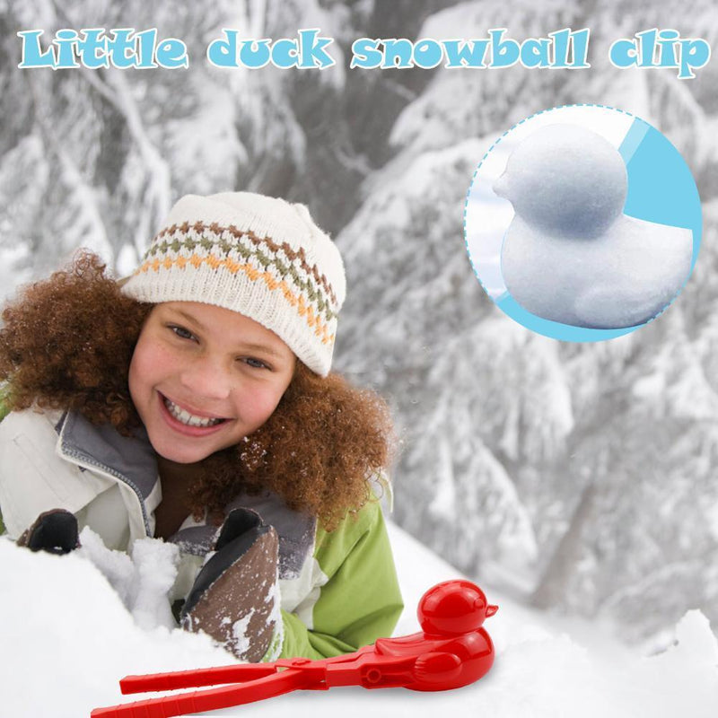 Snowball Maker Tool Duck Shape Snow Ball Tongs Clip with Handle (Red)