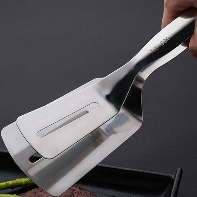 3in1 Multifunctional Steel Food Flipping Steak Clamps Spatula US U9Q7