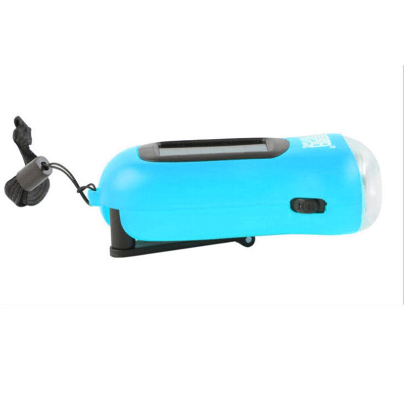Hand Crank Solar Dynamo Torch Lamp Outdoor Emergency LED Flashlight (blue) Newly