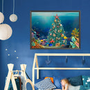Ocean Xmas Tree Full Cross Stitch 11CT Counted Cotton Handmade Needlework