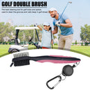 Retractable Golf Club Brush Groove Cleaner w/ Clip for Irons Woods (Pink) Newly
