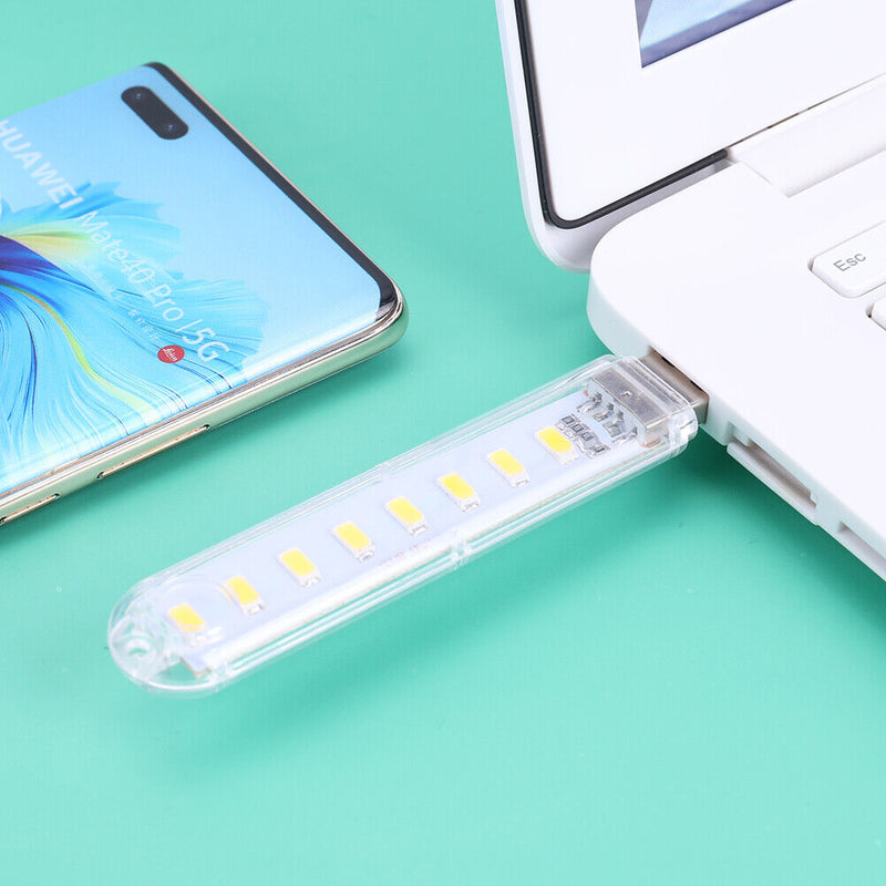 Mini Portable USB Book Light Bright Reading Lamp for Laptop (Yellow 8LED) Newly