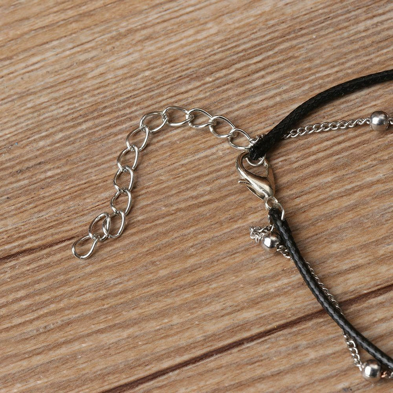 Women Summer Beach Leather Jewelry Anklets Sun Pendant Beads Charm  Foot Chain