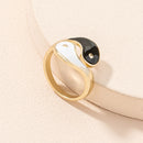 Hip-hop Style Metal Yin Yang Open Ring Women Men Adjustable Tai Chi Rings Newly