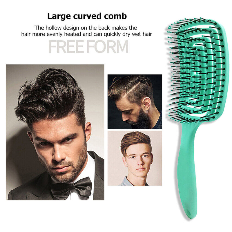 Massager Comb Wide Teeth Anti-static Salon Styling Smooth Hair Combs (Green)
