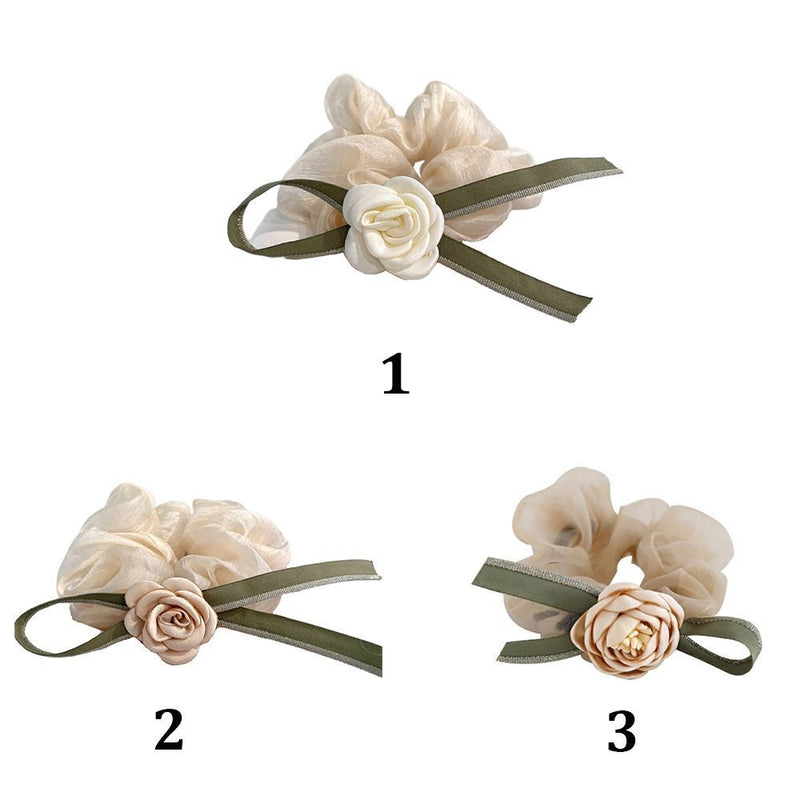 Elastic Organza Camellia Braiding Tool Headwear Hair Band Hair Ring Hair Rope