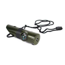 7 In1 LED Flashlight Fire Survival Whistle Camping Compass Quality E8D6