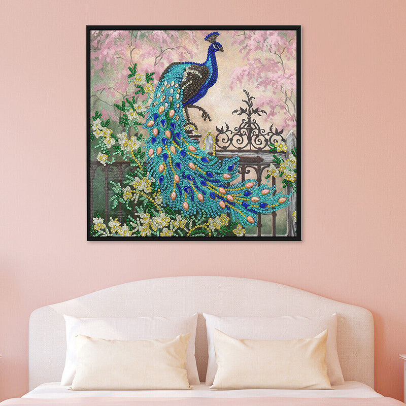 DIY Peacock Part Drill Diamond Painting Kit Handmade Rhinestone Beaded Picture