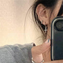 Cross Earrings Asymmetry Stud Zircon Crystal Earrings Shinning Sparkle Earrings