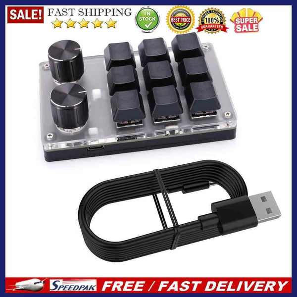 9 Key + 2 Knob Macro Custom Keyboard Knob Programmable Hotswap Mechanical Keypad