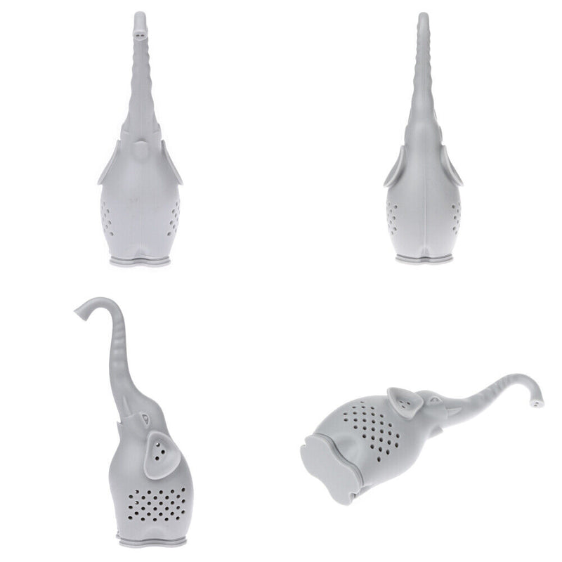 Silicone Elephant Shape Mug Cup Loose Leaf Herb Filter Tea Infuser (Gray) Newly