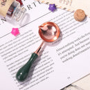 Retro Sealing Stamp Wax Spoon Wood Handle Furnace Stove Pot (Dark Green) Newly