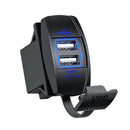 F1 3.1A Dual USB Car Charger Socket for 12-24V Car Boat Motorcycle (Blue) Newly