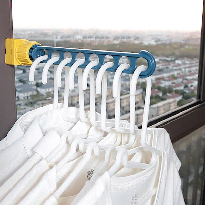 Punch Free 8 Holes Clothes Hanger Window Frame Drying Rack Balcony Laundry