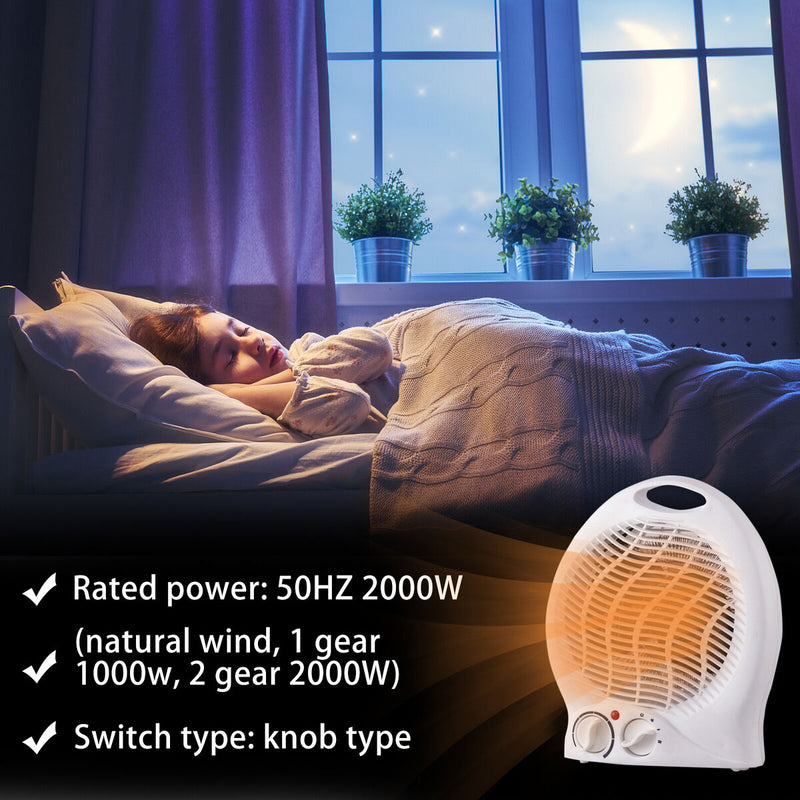 Electric Space Heater Fast Heating Small Heaters Fan - 2000W for Table Desk