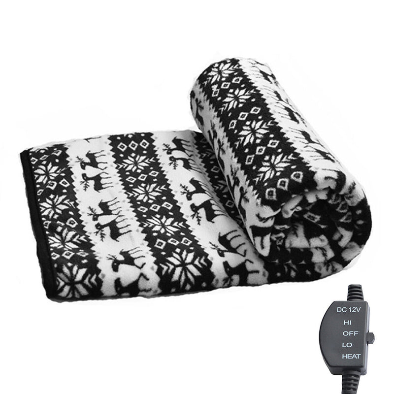 12V Travel Throw Cold Weather Fleece Electric Blanket Portable for Car 145x100cm
