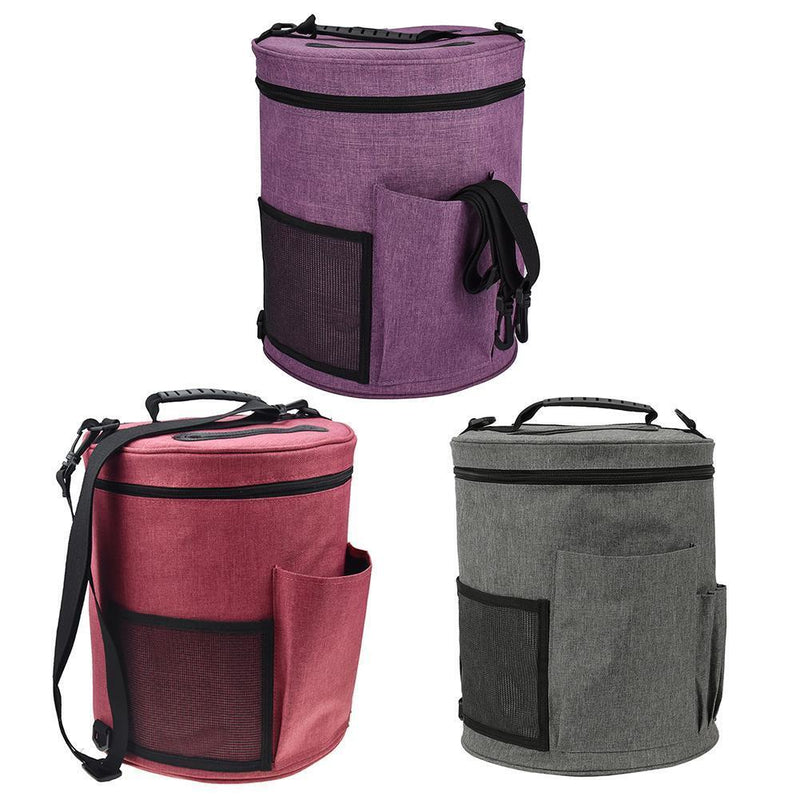 DIY Knitting Storage Bag Portable Yarn Tote Crochet Hooks Holder (Rose Red)
