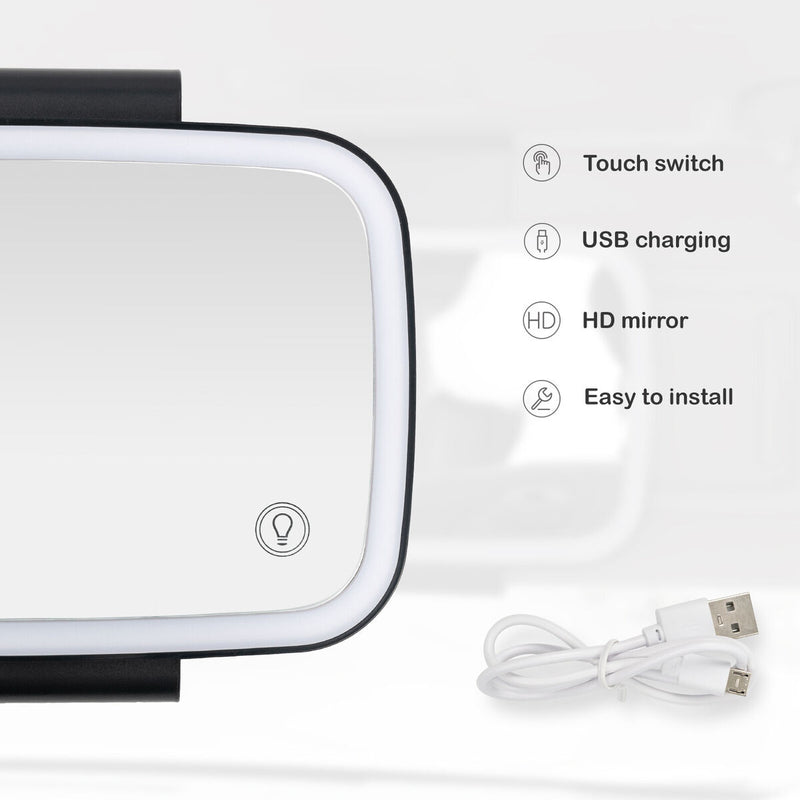 LED Light Car Sun Visor Vanity Mirror Sun-shading Cosmetic Automobile