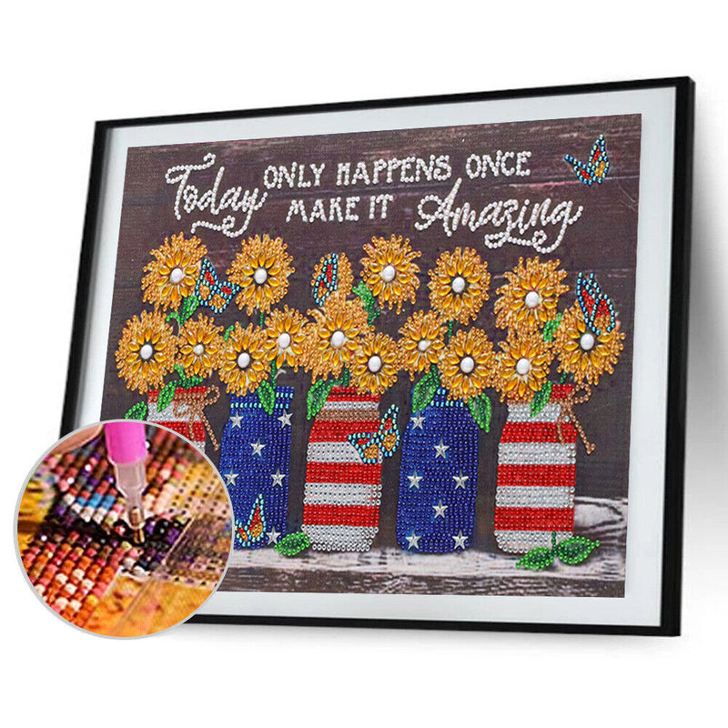 5D Diamond Painting DIY Flower Letters Partial Special Shape Drill (X065) Newly