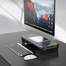 T1 Laptop Monitor Stand Riser RGB Support with 4 USB Computer PC Desk Organizer
