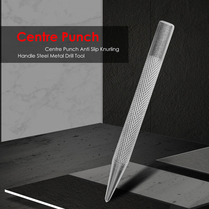 Automatic Centre Punch Anti Slip Knurling Handle Steel Metal Drill Tool Newly