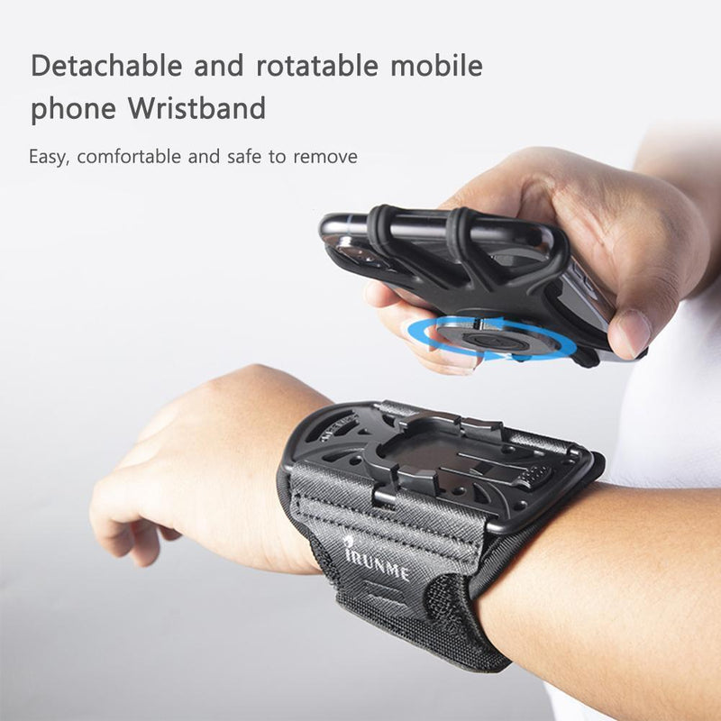 Outdoor Sport Phone Wrist Holder Removable Rotating Phone Armband (Black)