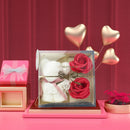 Coral Fleece Bear Towels Scented Soap Flowers with Clear Box Set (Red) Newly
