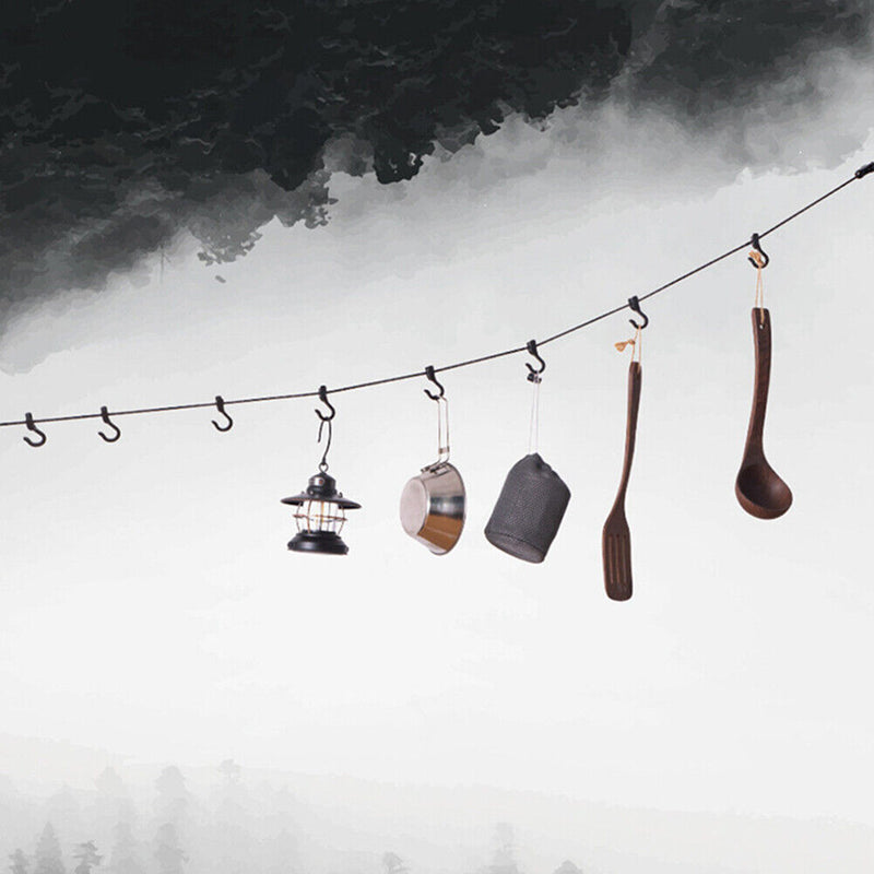 Portable Windproof Travel Clothesline with Clothespins Clips for Outdoor Camping