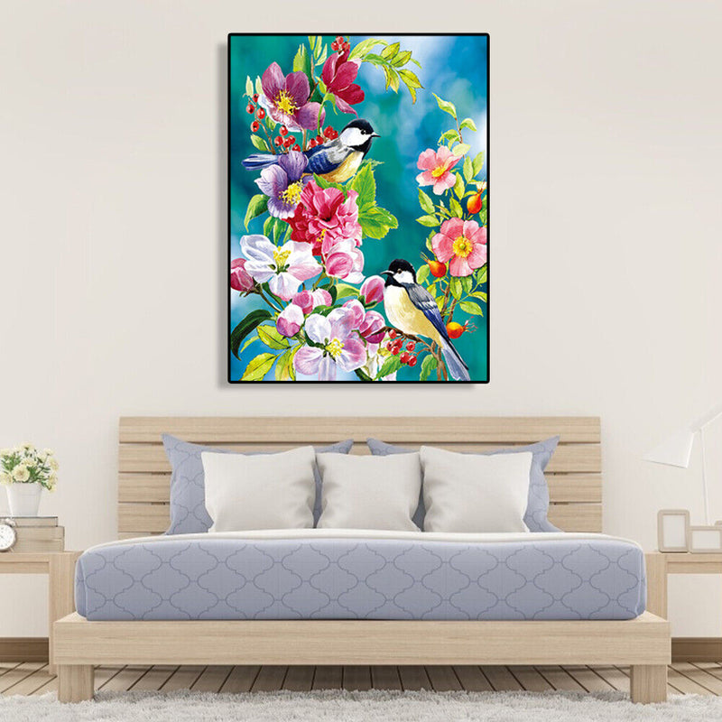 Painting By Numbers DIY Birds Flowers Canvas Oil Art Picture Home Room Decor Kit