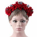 Bridal Headpiece Red Rose Crown Hair Wreath Wedding Garland Halloween Headbands