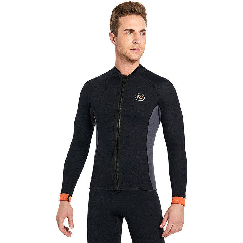 DIVE&SAIL Men 3mm Neoprene Wetsuit Jacket Top Scuba Diving Wet Suit (XXL)