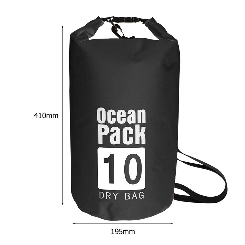 Waterproof Dry Bag Pack Sack Swimming Kayaking River Trekking (10L Black) Newly