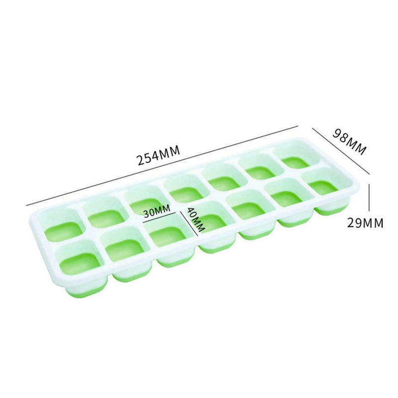 3*14 Grid Ice Cube Tray Mold DIY Popsicle Ice Cube Freezer with Cover Green