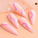 Nail Art Stickers Decals Transfers Pink Wavy Swirls Manicure Lines Abstract V2O4