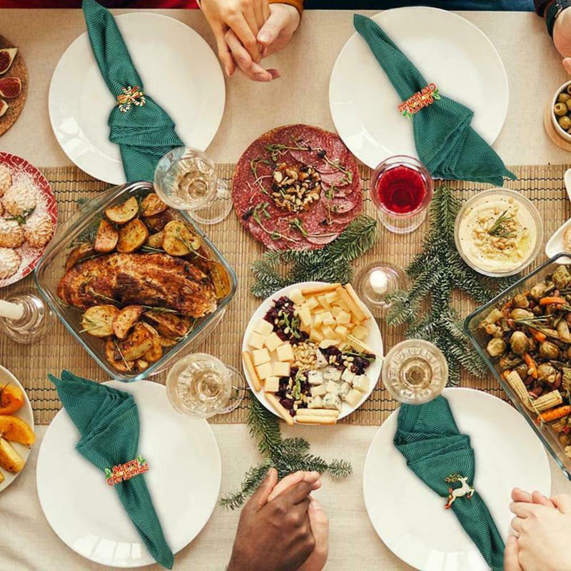 12pcs Christmas Elk Napkin Rings Napkin Holders Buckles Table Party Decor G4T8