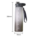 1000ml Sports Water Bottle with Time Marker Outdoor Fitness Cups (Grey) Newly