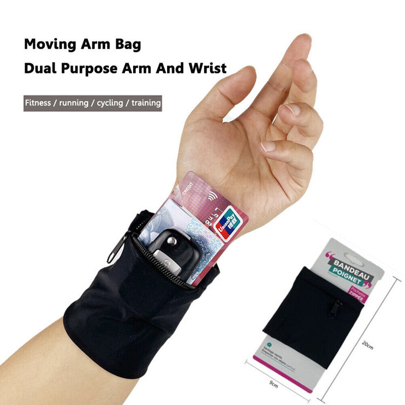 Zipper Running Arm Bags Cycling Pocket Fitness Gym Wrist Wrap Strap Band Wa