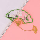 Chinese Style DIY Cotton Bookmark Fan Shaped Tassels Book Marks Needlework Craft