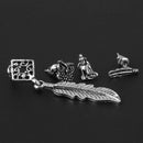 6pcs/set Retro Punk Leaf Animal Circle Earrings Studs Ear Clips for Women