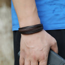 Multi-Layer PU Leather Charm Braided Bracelet Women Men Circle Bangles Jewelr