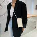 Fashion Women Leather Pure Color Messenger Bag Mobile Phone Bags (White)