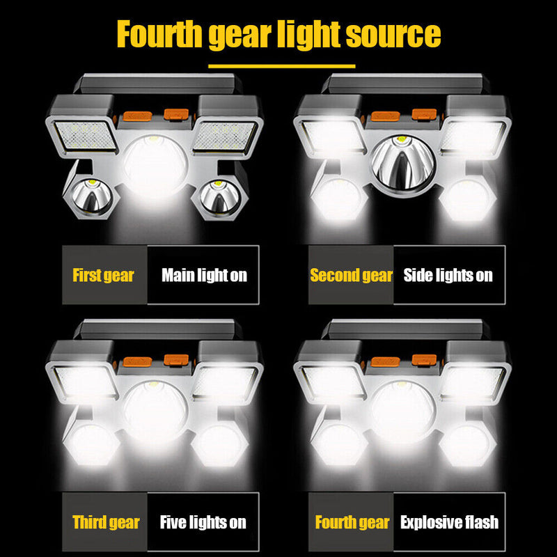 5xLED Portable Night Fishing Headlight with Built-in Battery Head-Wear Torches