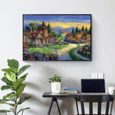 DIY Full Drill Round Diamond Painting Kit Suburban Garden Landscape Drawing Gift