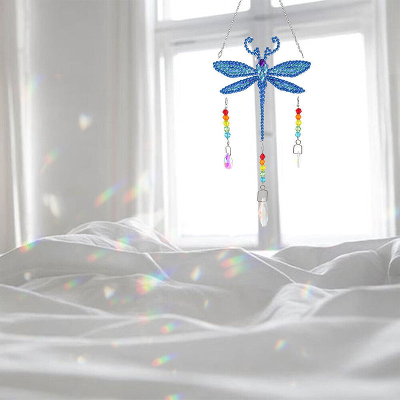 DIY Diamond Painting Light Catcher Hanging Crystal Wind Chime (Dragonfly) Newly