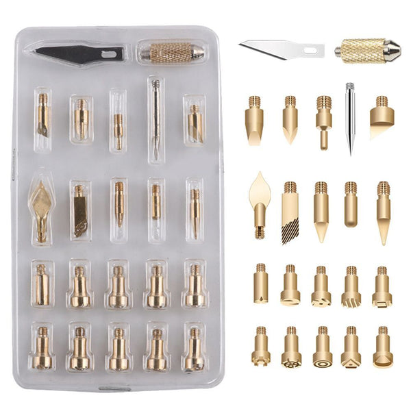 Wood Burning Pen Tips Kit Soldering Iron Head Set Stencil Pyrography Marking