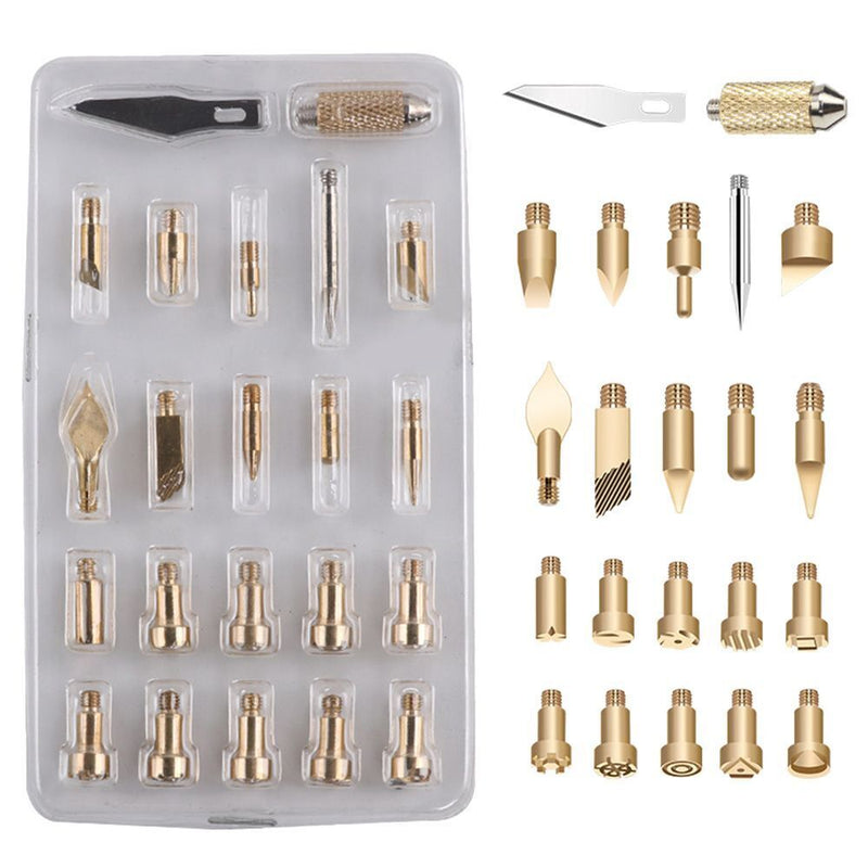 Wood Burning Pen Tips Kit Soldering Iron Head Set Stencil Pyrography Marking