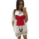 Women Summer Print dress Casual Cocktail Party Evening Mini Dress L White